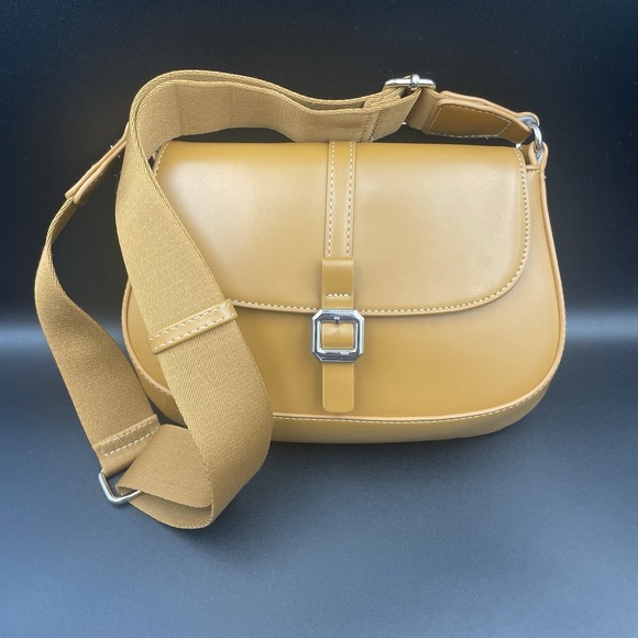 Madison West Handbags - Tan Vegan Leather Boho Crossbody/Shoulder Bag-Purse 8.5"x5" NWOT Madison‎ West